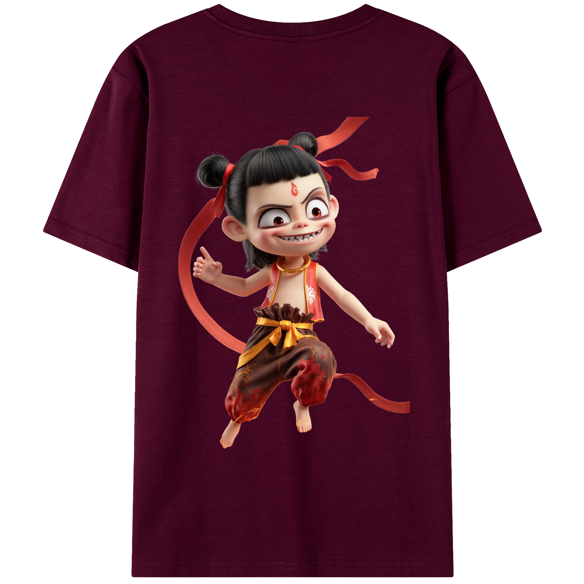 （画像用） Ne Zha 2 ナタ 魔童の大暴れ レディース半袖Tシャツ(バックプリント)